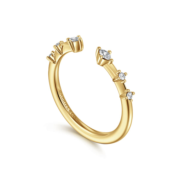 14K Yellow Gold Contemporary Marquise Diamond Wedding Band – 0.12 CTW Image 2 Venus Jewelers Somerset, NJ