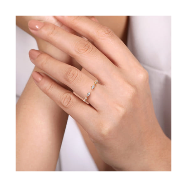 14K Yellow Gold Contemporary Marquise Diamond Wedding Band – 0.12 CTW Image 3 Venus Jewelers Somerset, NJ
