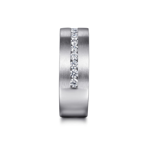 14K White Gold Satin Men's Diamond Wedding Band – 0.70 CTW Image 3 Venus Jewelers Somerset, NJ