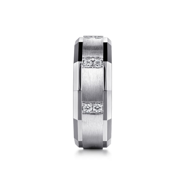 14K White Gold Satin Men's Diamond Wedding Band – 0.35 CTW Image 2 Venus Jewelers Somerset, NJ