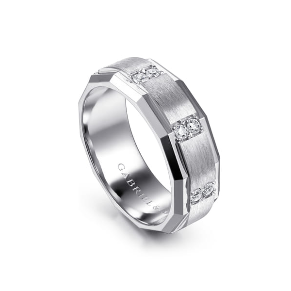 14K White Gold Satin Men's Diamond Wedding Band – 0.35 CTW Image 3 Venus Jewelers Somerset, NJ