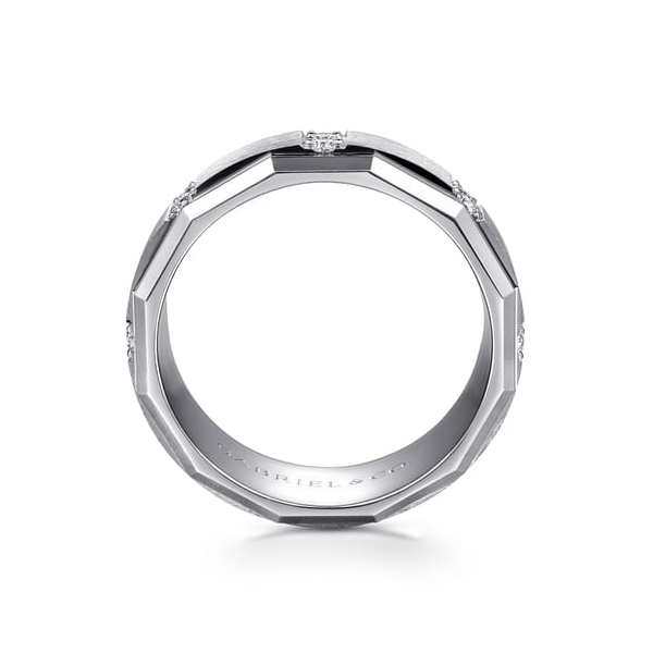 14K White Gold Satin Men's Diamond Wedding Band – 0.35 CTW Image 4 Venus Jewelers Somerset, NJ