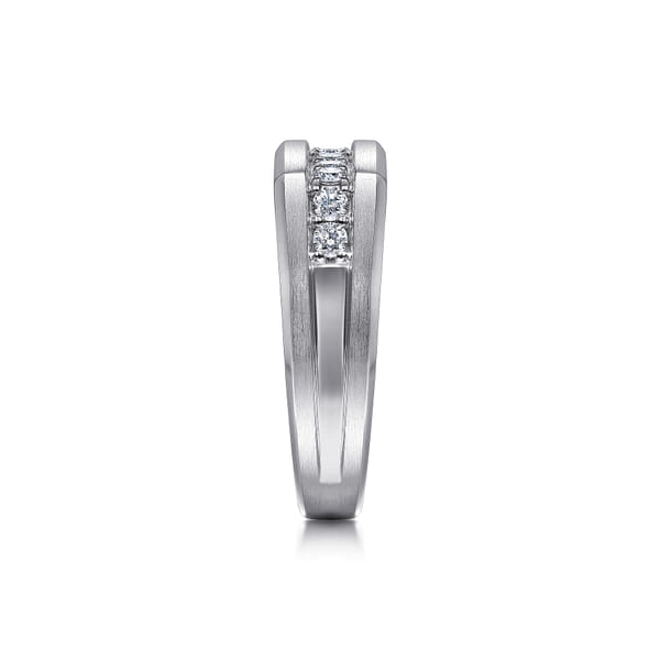 14K White Gold Satin Men's Diamond Wedding Band – 0.50 CTW Image 2 Venus Jewelers Somerset, NJ