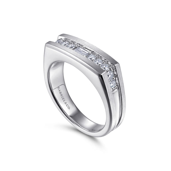 14K White Gold Satin Men's Diamond Wedding Band – 0.50 CTW Image 3 Venus Jewelers Somerset, NJ