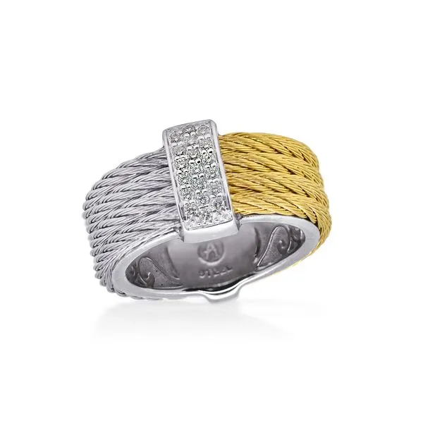 Grey & Yellow Cable Petite Diamond Colorblock Ring Venus Jewelers Somerset, NJ