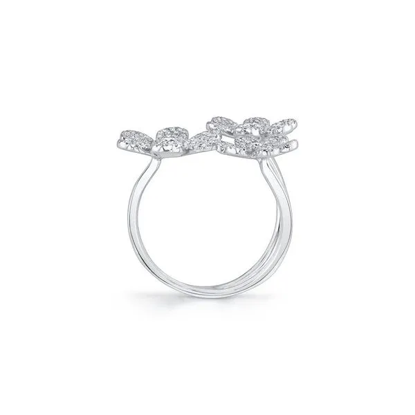 14Kt White Gold 3-Flower Pave Bypass Diamond Ring Image 5 Venus Jewelers Somerset, NJ