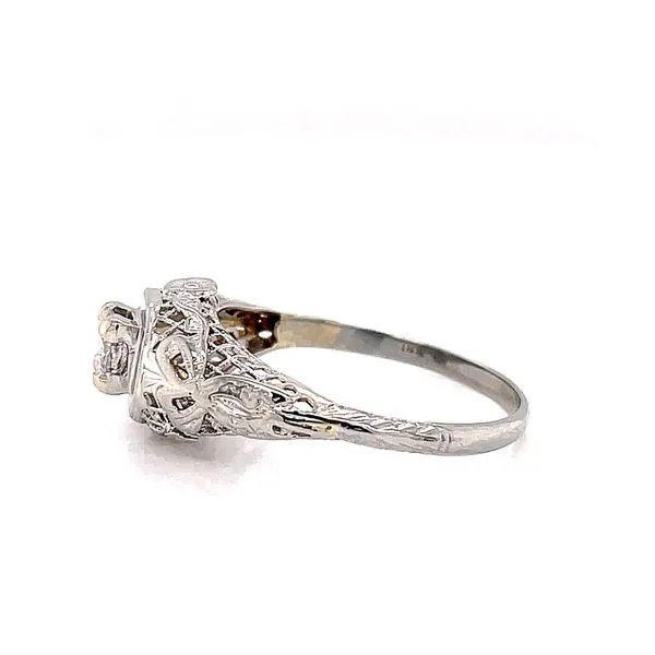 14k White Gold Vintage Filigree Diamond Fashion Ring Image 2 Venus Jewelers Somerset, NJ