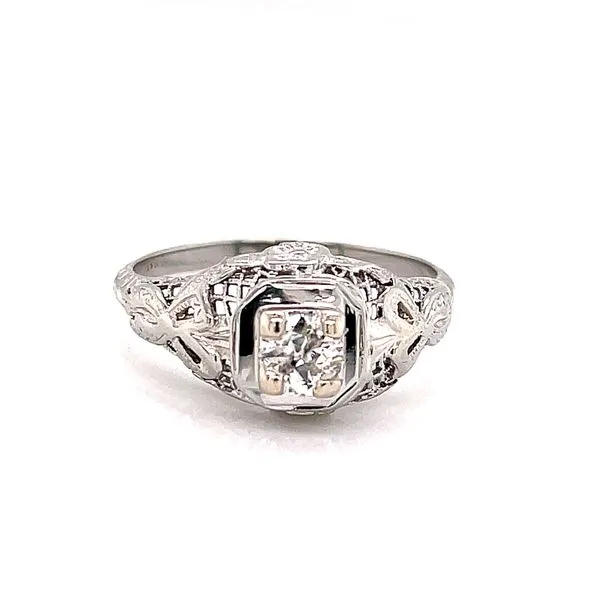 14k White Gold Vintage Filigree Diamond Fashion Ring Venus Jewelers Somerset, NJ