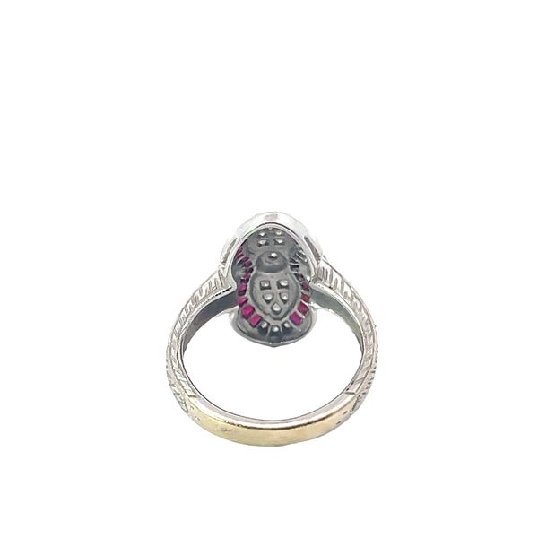 18k White Gold Diamond and Ruby Vintage Inspired Ring Image 3 Venus Jewelers Somerset, NJ