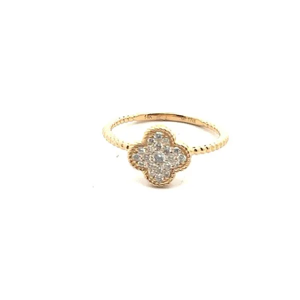 Yellow 14K Quatrefoil Rope Edge Ring with 0.18Tw Diamonds – Size 6.5 Venus Jewelers Somerset, NJ