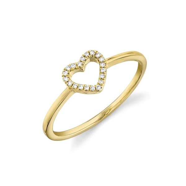 Petite Diamond Open Heart Ring in Yellow Gold Venus Jewelers Somerset, NJ