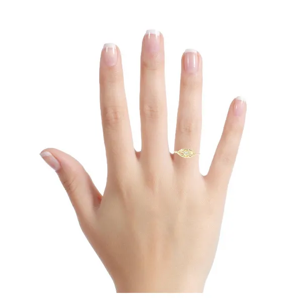 Yellow 14K Evil Eye Ring with 0.04Tw Diamonds – Size 6.5 Image 2 Venus Jewelers Somerset, NJ
