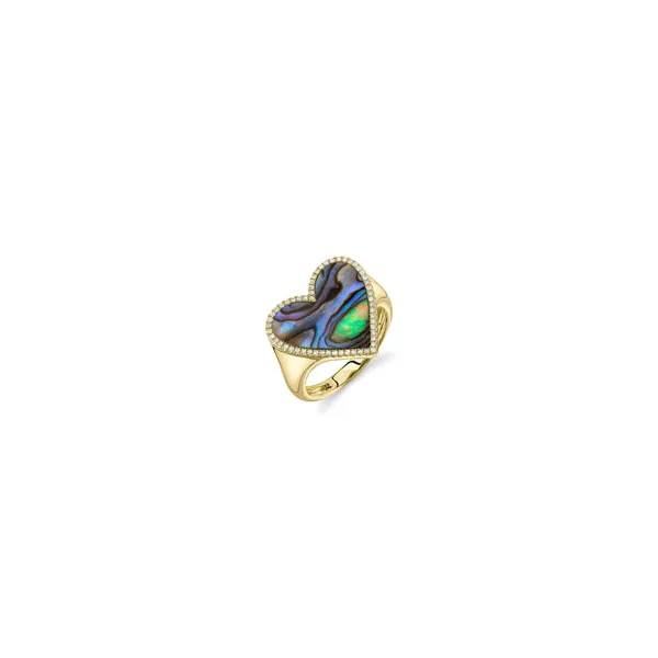 14K Yellow Gold Diamond & Abalone Heart Fashion Ring – 1.83ct Abalone, 0.15ct Diamond (Size 7) Venus Jewelers Somerset, NJ
