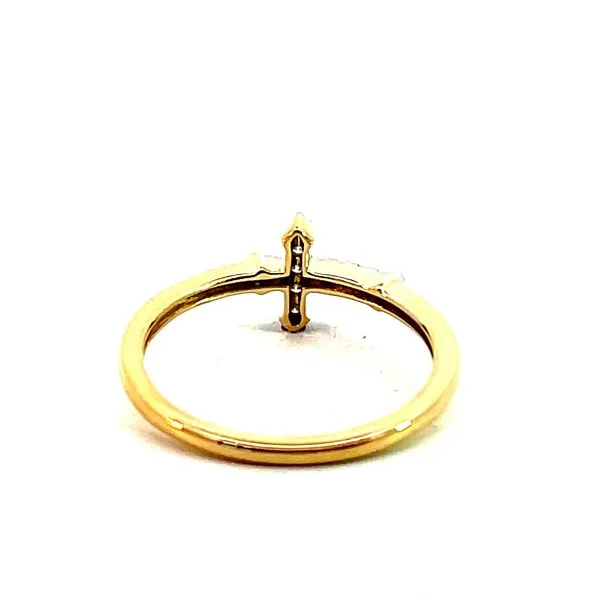 Lady's 14K Yellow Gold Cross Fashion Ring with Round Diamonds Image 4 Venus Jewelers Somerset, NJ