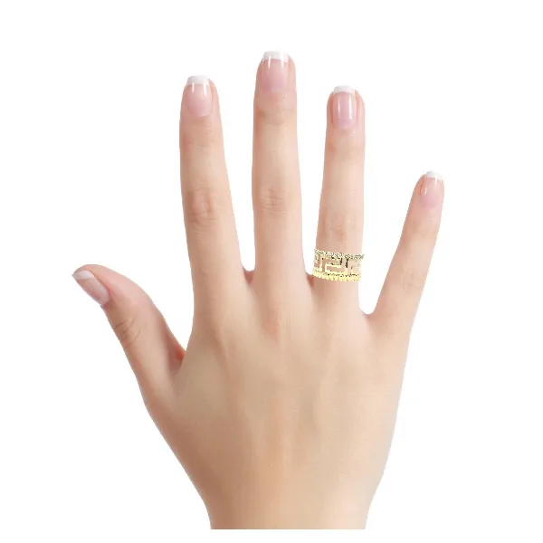 Yellow 14K Geometric Band Ring with 0.333Tw Round Diamonds - Size 6 Image 2 Venus Jewelers Somerset, NJ