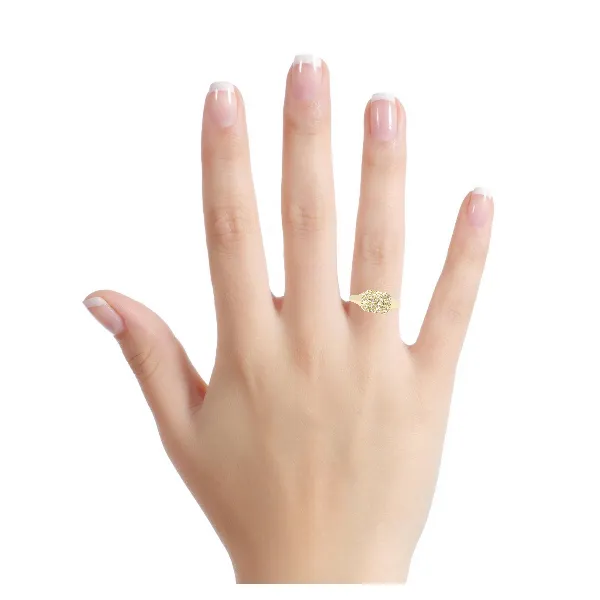 14K Yellow Gold East West Signet Ring with 0.20Tw Diamonds – Size 4.5 Image 2 Venus Jewelers Somerset, NJ