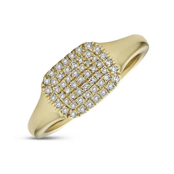 14K Yellow Gold East West Signet Ring with 0.20Tw Diamonds – Size 4.5 Venus Jewelers Somerset, NJ