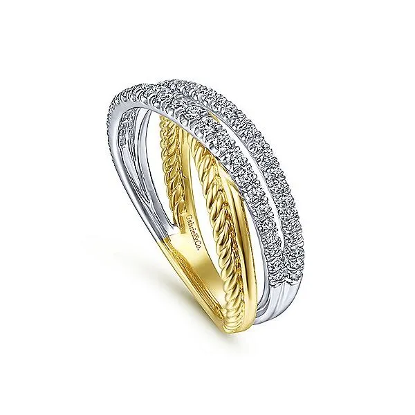 14K Yellow Gold Milgrain Stackable Diamond Fashion Ring – 0.42 CTW Image 2 Venus Jewelers Somerset, NJ