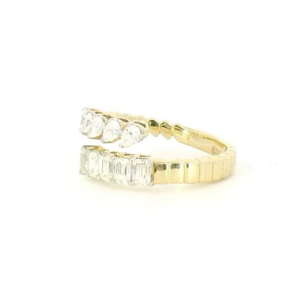 Yellow 14K Gold Emerald & Pear Shape Diamond Ring – Size 7.5 Image 2 Venus Jewelers Somerset, NJ