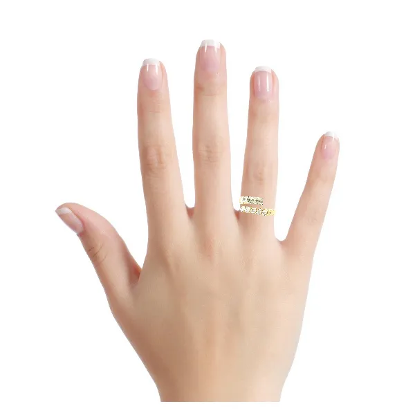 Yellow 14K Gold Emerald & Pear Shape Diamond Ring – Size 7.5 Image 4 Venus Jewelers Somerset, NJ
