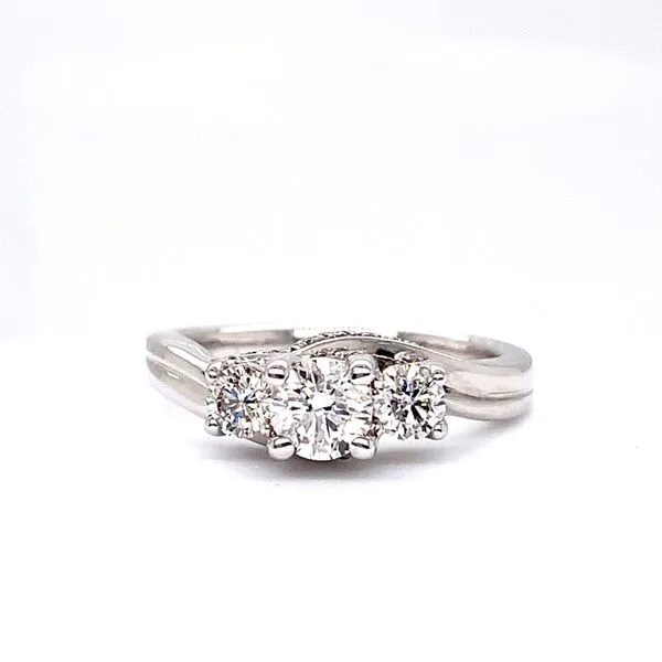 14 Karat White Gold Complete 3-Stone Engagement Ring Venus Jewelers Somerset, NJ