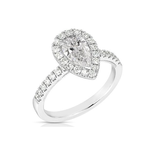 Halo Pear Diamond Engagement Ring Image 2 Venus Jewelers Somerset, NJ