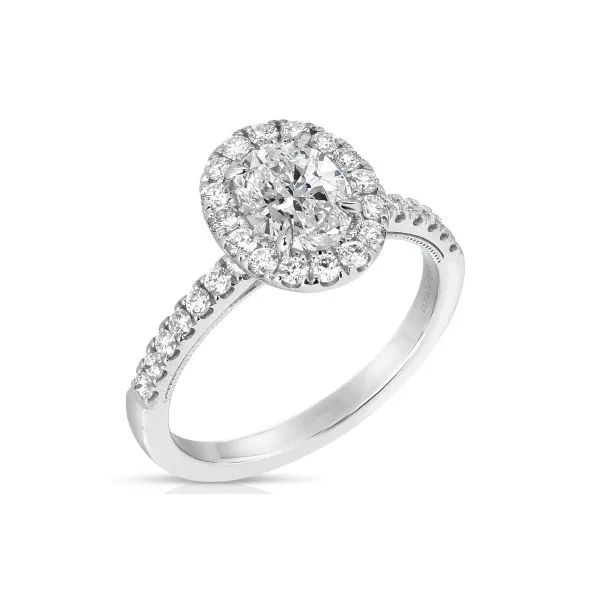 4 Karat White Gold Halo Engagement Ring with A 1.01 Ct Oval Lab Grown Diamond Image 2 Venus Jewelers Somerset, NJ