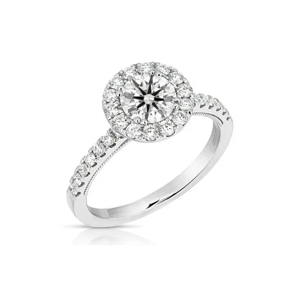 14 Karat White Gold Halo Engagement Ring with A 1.50 Ct Round Lab Grown Diamond Image 2 Venus Jewelers Somerset, NJ