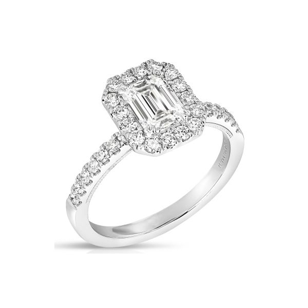 14 Karat White Gold Halo Engagement Ring with A 1.62 Ct Emerald Lab Grown Diamond Image 2 Venus Jewelers Somerset, NJ