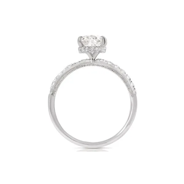 14 Karat White Gold Hidden Halo Engagement Ring with A 1.50 Ct Oval Lab Grown Diamond Image 3 Venus Jewelers Somerset, NJ