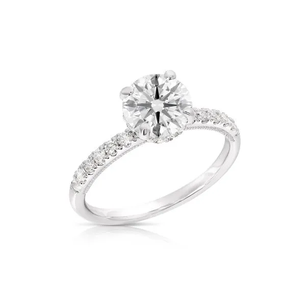 14 Karat White Gold Hidden Halo Engagement Ring with A 1.53 Ct Round Lab Grown Diamond Image 2 Venus Jewelers Somerset, NJ