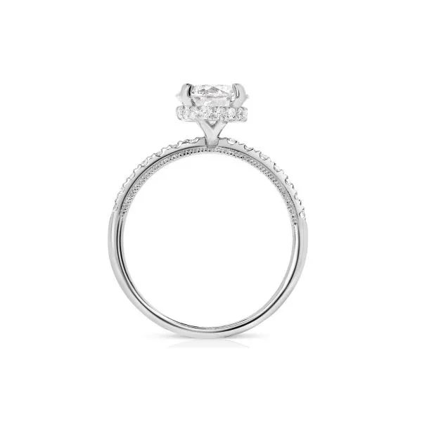 14 Karat White Gold Hidden Halo Engagement Ring with A 1.53 Ct Round Lab Grown Diamond Image 3 Venus Jewelers Somerset, NJ