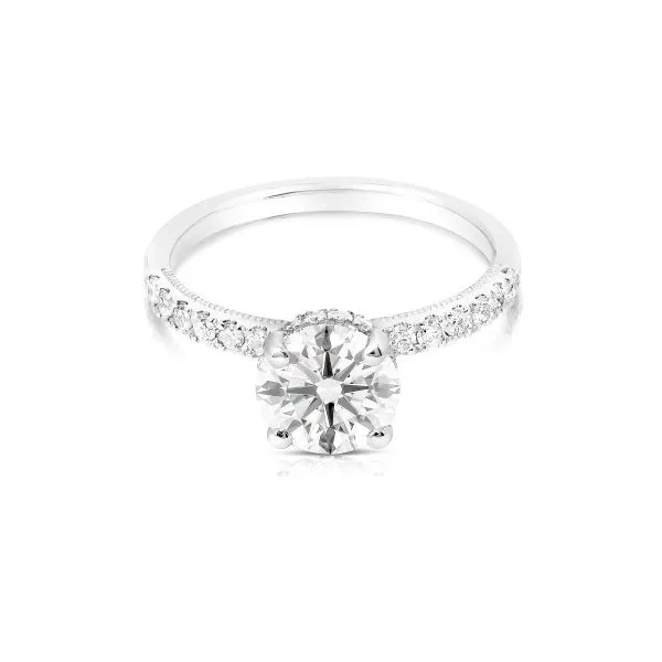 14 Karat White Gold Hidden Halo Engagement Ring with A 1.53 Ct Round Lab Grown Diamond Venus Jewelers Somerset, NJ