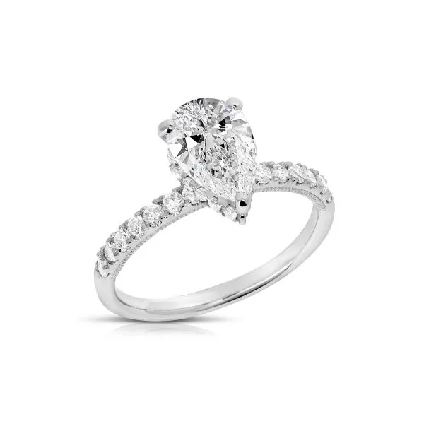 14 Karat White Gold Hidden Halo Engagement Ring with A 1.53 Ct Pear Lab Grown Diamond Image 2 Venus Jewelers Somerset, NJ