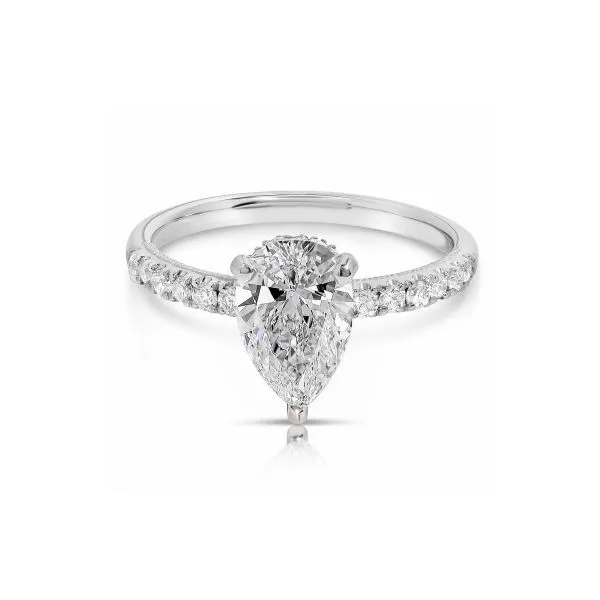 14 Karat White Gold Hidden Halo Engagement Ring with A 1.53 Ct Pear Lab Grown Diamond Venus Jewelers Somerset, NJ