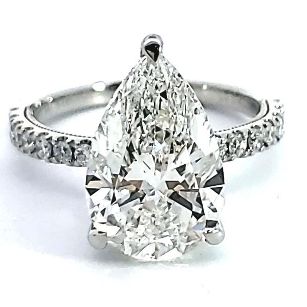 5.00 CT Pear Lab-Grown Diamond Hidden Halo Engagement Ring in 14K White Gold Venus Jewelers Somerset, NJ