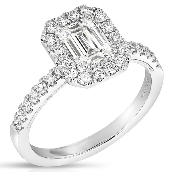 2.09 CT Emerald Lab-Grown Diamond Halo Ring in 14K White Gold Image 2 Venus Jewelers Somerset, NJ