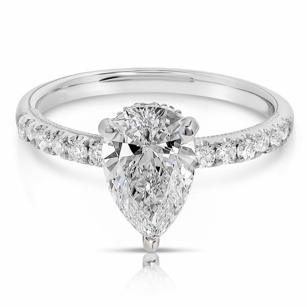 1.55 CT Pear Lab-Grown Diamond Hidden Halo Ring in 14K White Gold Image 2 Venus Jewelers Somerset, NJ