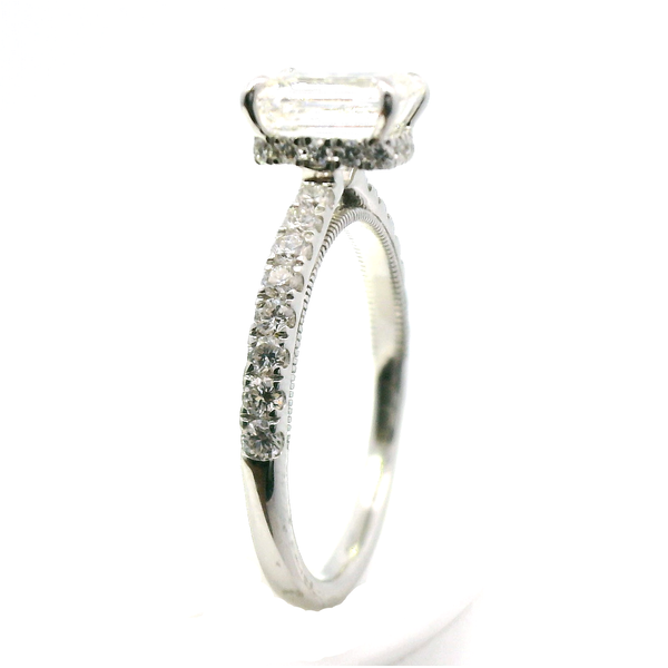 1.70 CT Emerald Lab-Grown Diamond Hidden Halo Ring in 14K White Gold Image 2 Venus Jewelers Somerset, NJ