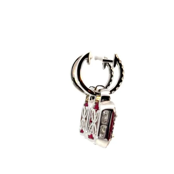 18 Karat White Gold Ruby and Diamond Drop Earrings Image 2 Venus Jewelers Somerset, NJ