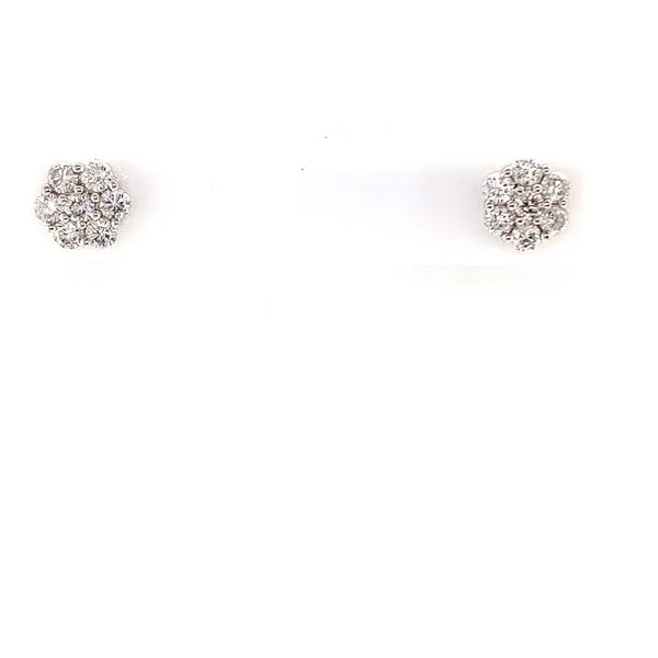 Lady's White 18 Karat Cluster Diamond Earrings  Venus Jewelers Somerset, NJ