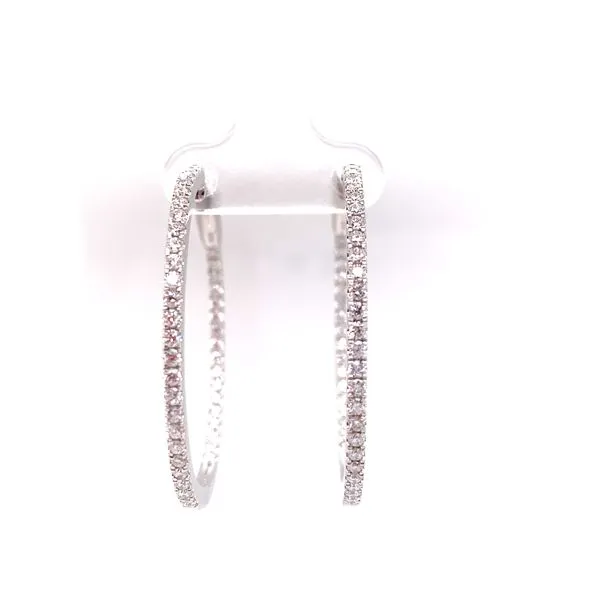 14Kt White Gold Large Diamond Hoop Earring Image 2 Venus Jewelers Somerset, NJ