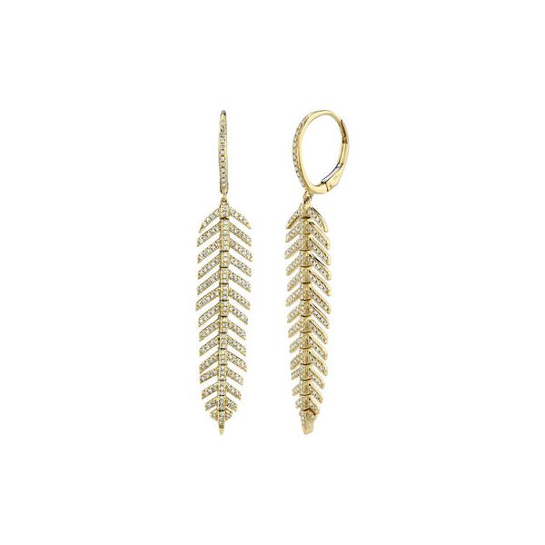14Kt Yellow Gold Diamond Feather Earrings Venus Jewelers Somerset, NJ