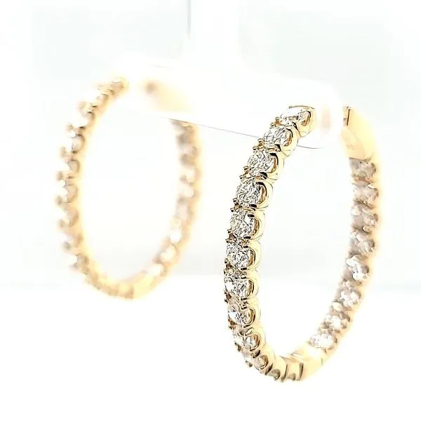 14Kt Yellow Gold Diamond Hoop Earrings Image 2 Venus Jewelers Somerset, NJ