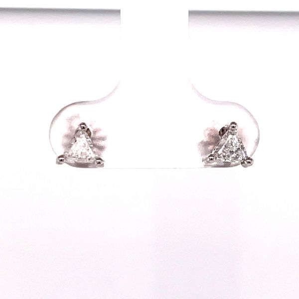 14kt White Triangular Trillion Cut Diamond Studs Image 4 Venus Jewelers Somerset, NJ
