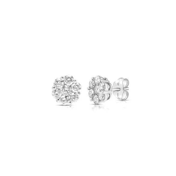 14kt White Gold Cluster Diamond Stud Earrings w/ 1.03cts Venus Jewelers Somerset, NJ