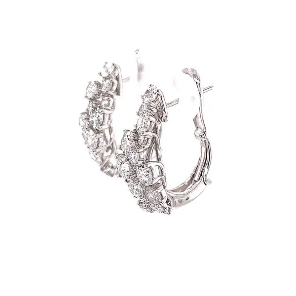 14k White Gold Diamond Freeform Diamond Hoop Earrings Image 2 Venus Jewelers Somerset, NJ