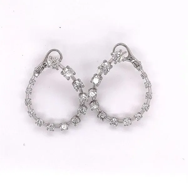 14k White Gold Diamond Hoop Earrings Image 2 Venus Jewelers Somerset, NJ
