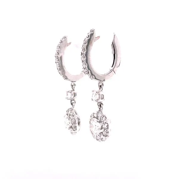14K White Gold Drop Halo Earrings Image 3 Venus Jewelers Somerset, NJ