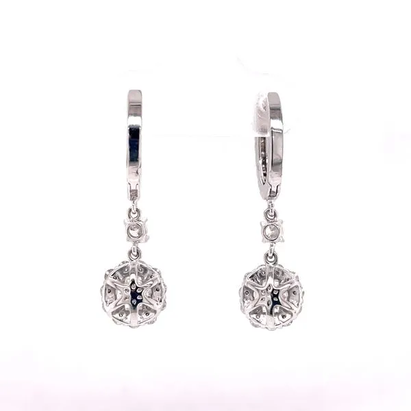14K White Gold Drop Halo Earrings Image 4 Venus Jewelers Somerset, NJ